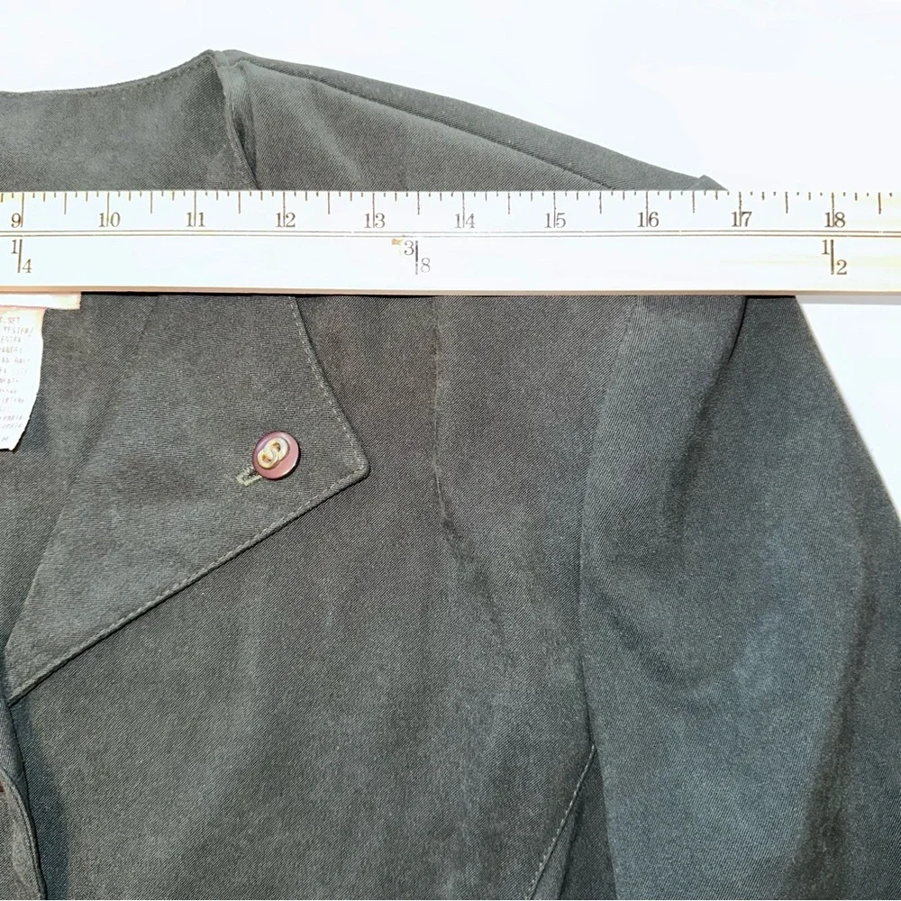 Vintage Maren Blazer Jacket Sz 8‎ Olive Green Faux Suede Button Front Old Money